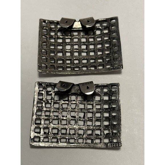 Musi Shoe Clips | Rectangle | Vintage Silver Tone Woven Mesh - Picture 6 of 7